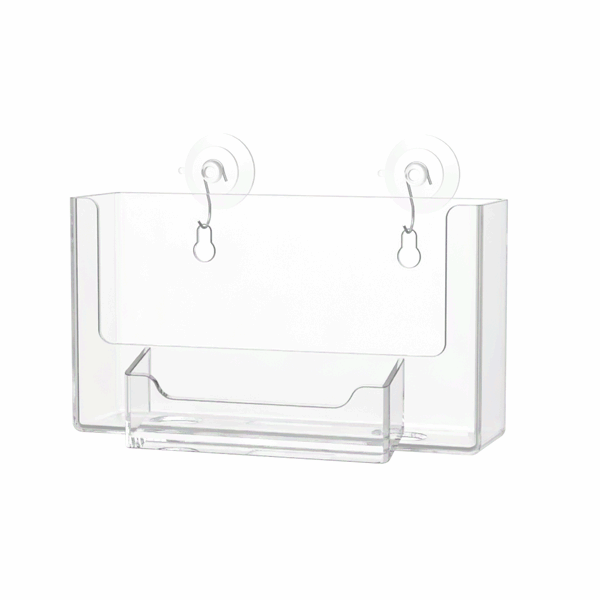 Suction Cup 6"W Postcard Holder with Card Pocket and Window Hooks