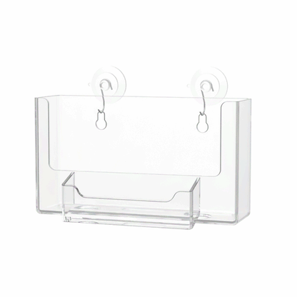 Suction Cup 6"W Postcard Holder with Card Pocket and Window Hooks