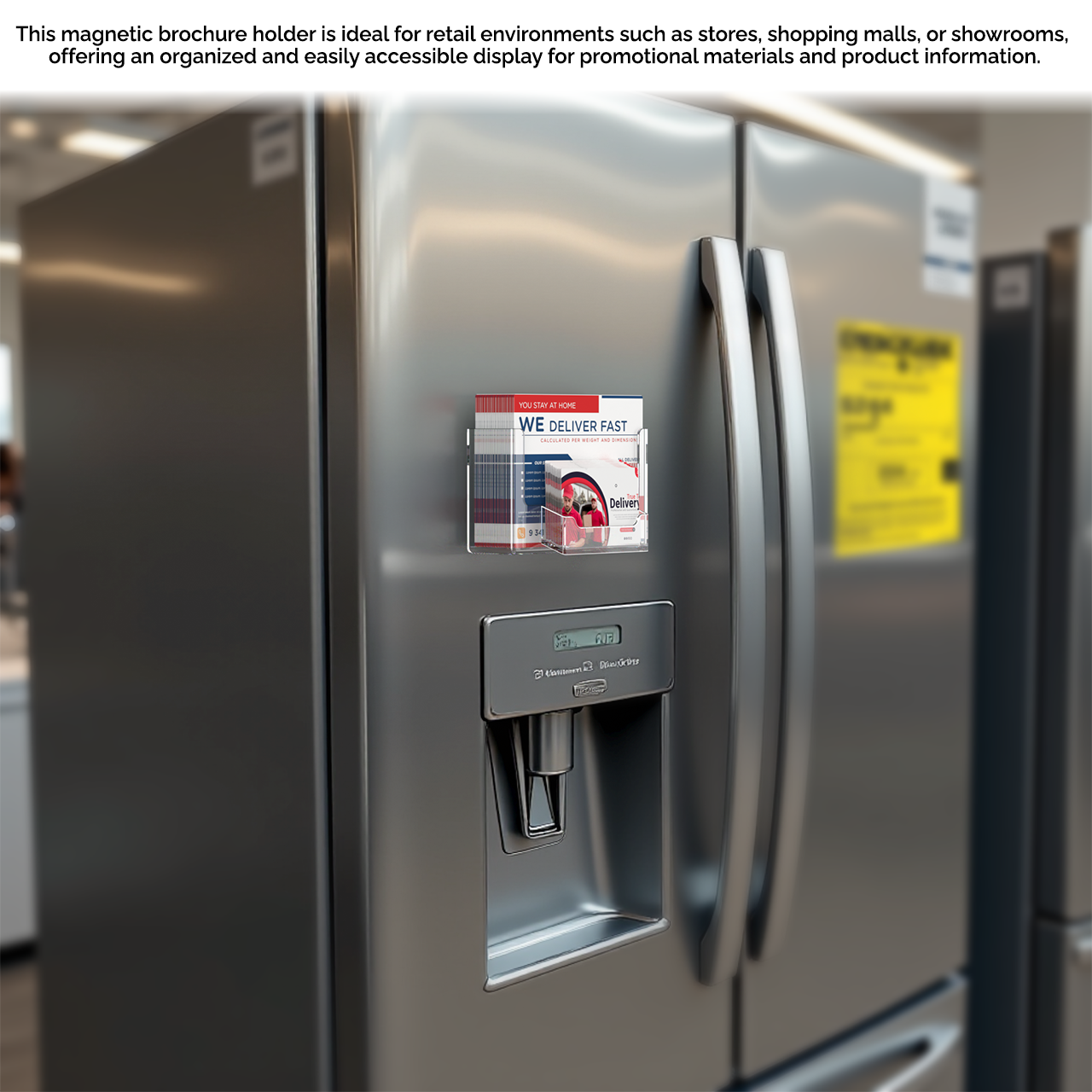 6"W Magnetic Postcard Holder with Business Card Pocket