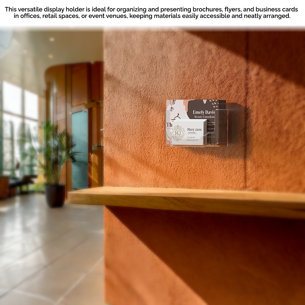 6"W Postcard Literature Holder with Business Card Pocket