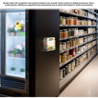 6"W Magnetic Postcard Holder Metal Mount Booklet Display