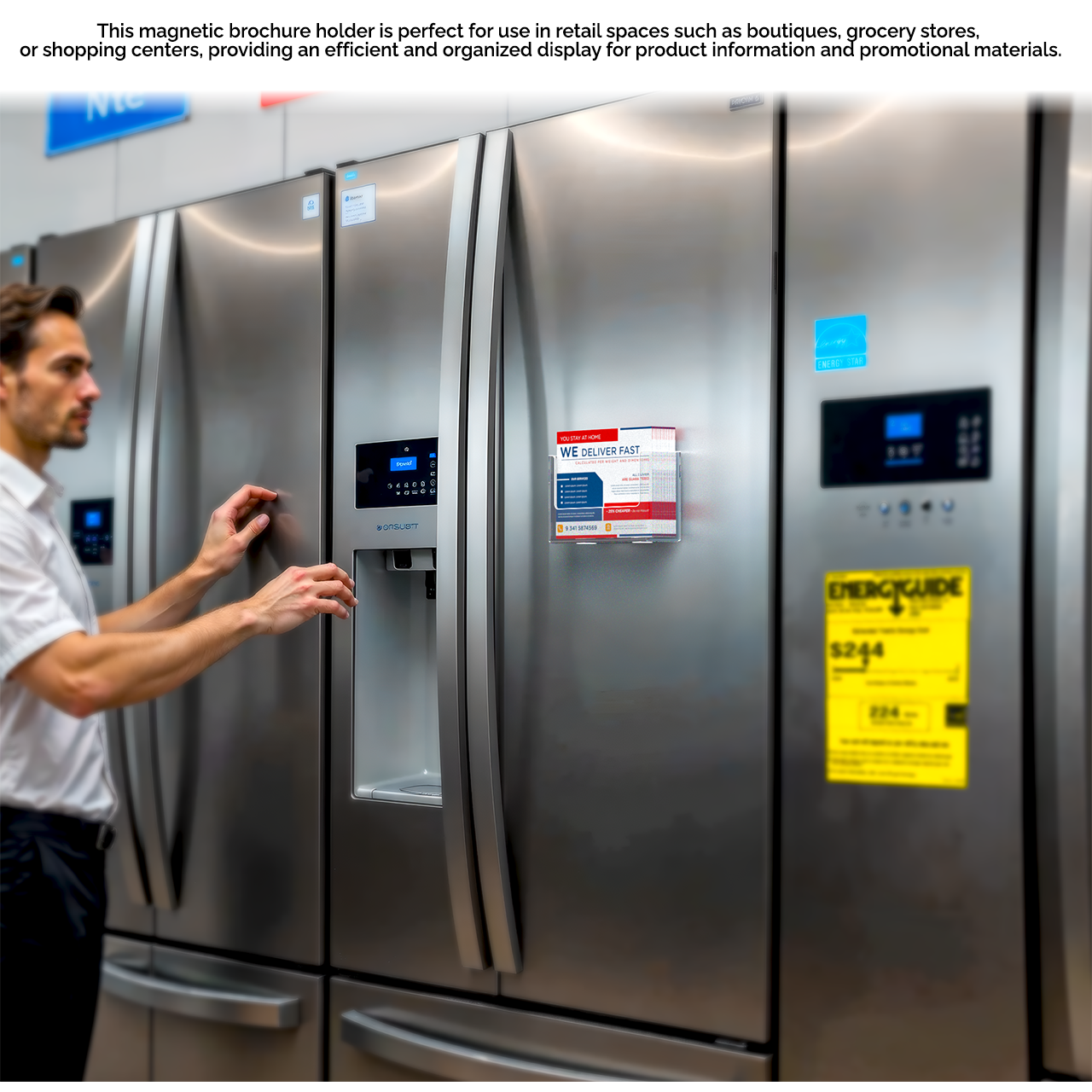 6"W Magnetic Postcard Holder Metal Mount Booklet Display