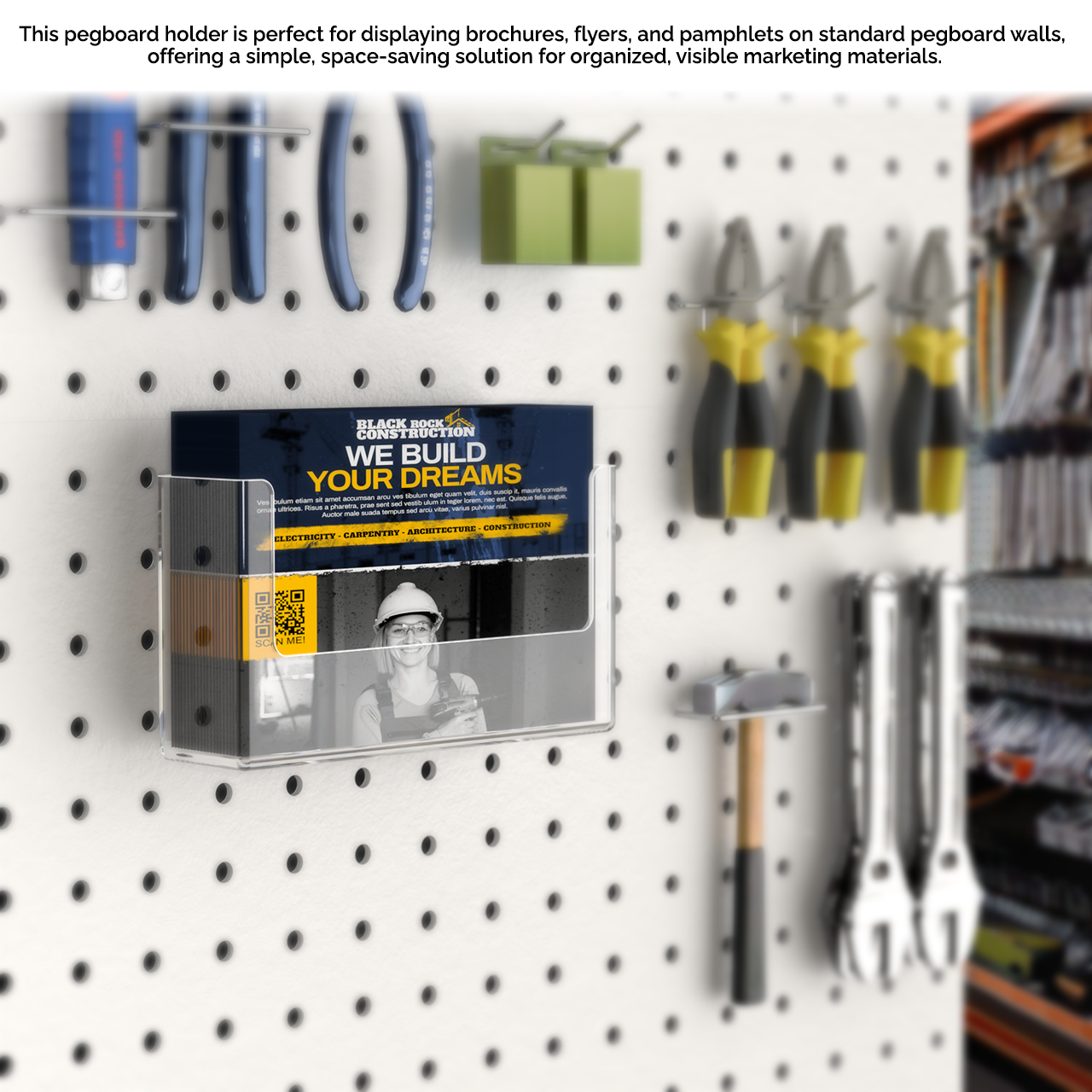 Pegboard 6"W Postcard Holder Literature Display Rack