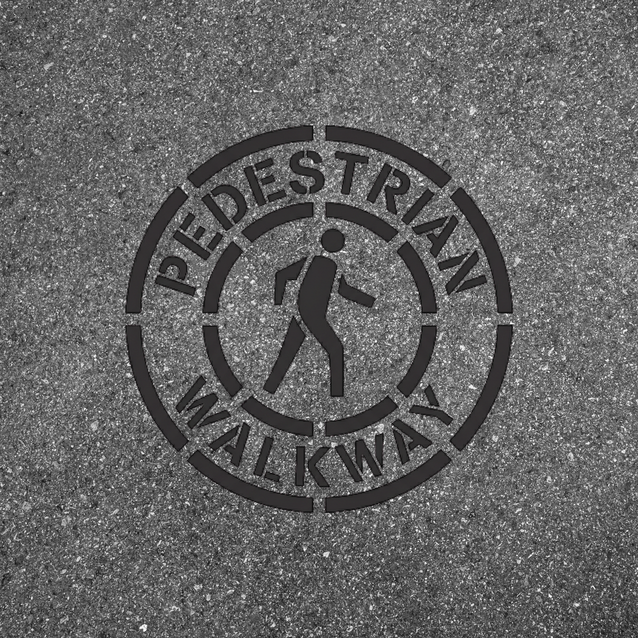 PEDESTRIAN WALKWAY Circular Symbol Stencil