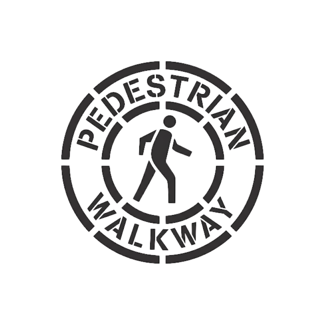 PEDESTRIAN WALKWAY Circular Symbol Stencil