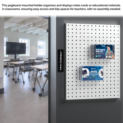 Pegboard 6"W Postcard Index Time Card Single Pocket Holder