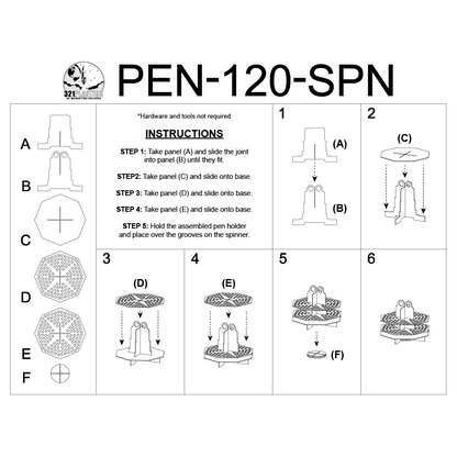 Rotating 120 Slot Pen Marker Brushes Holder Display Organization