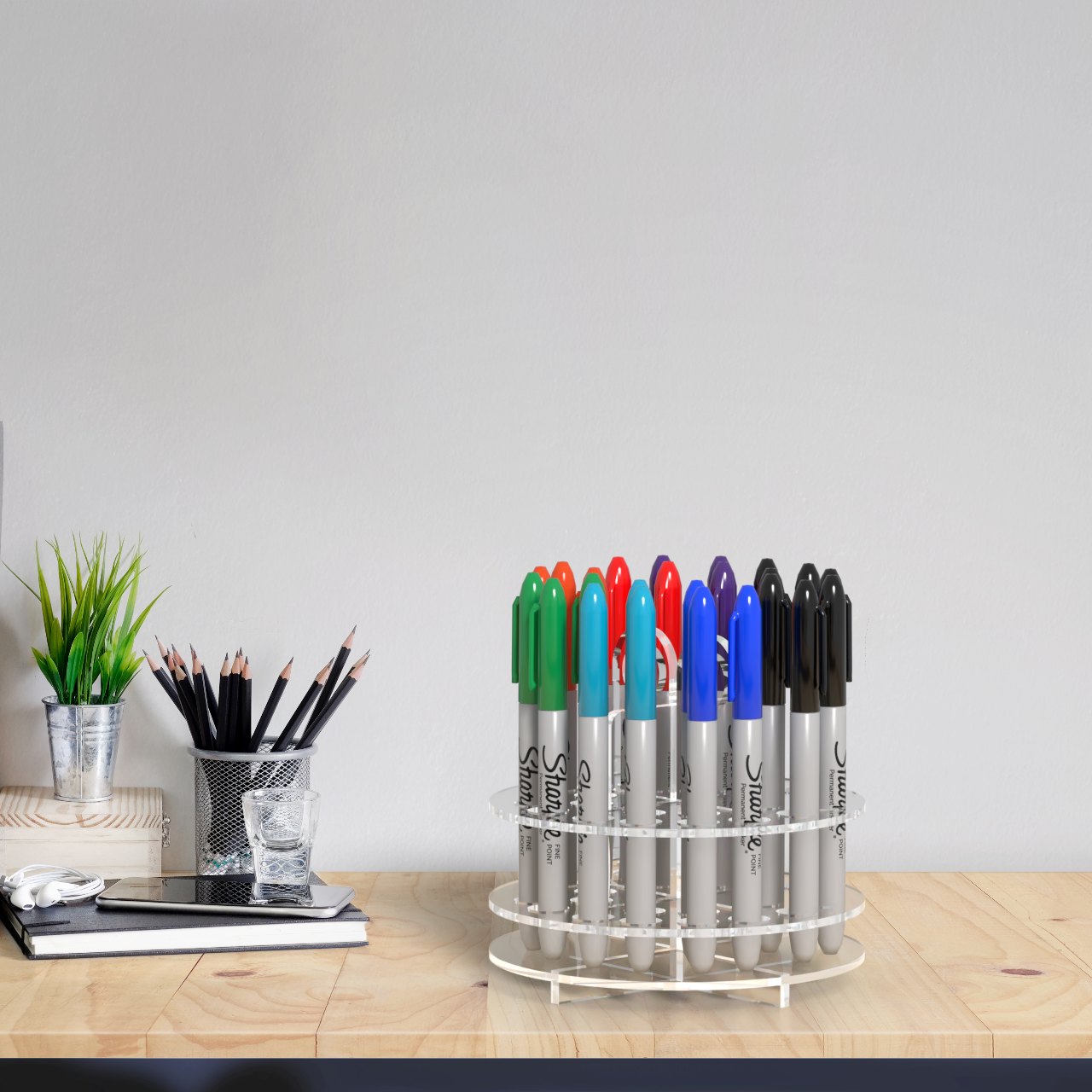 24 Slot Pen Holder Desktop Marker Paintbrush Organizer