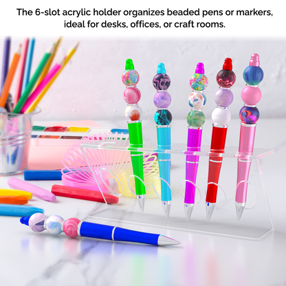 6 Slot Beaded Pen Organizer Beauty and Art Supply Holder