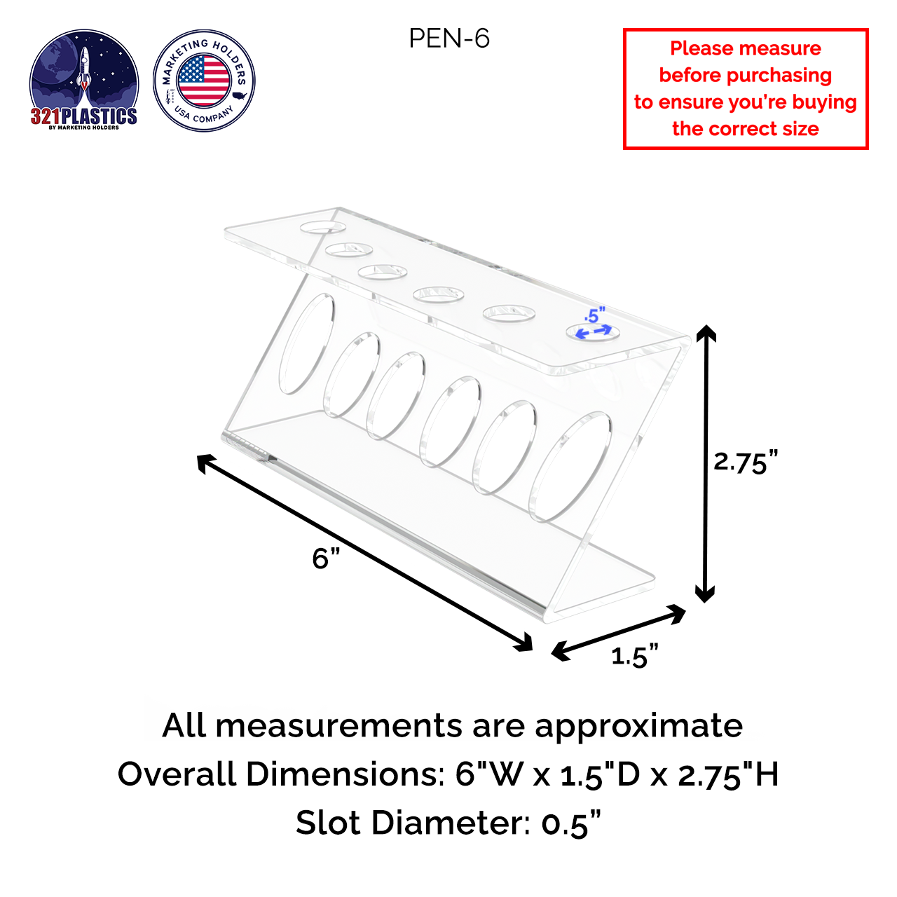 6 Slot Beaded Pen Organizer Beauty and Art Supply Holder