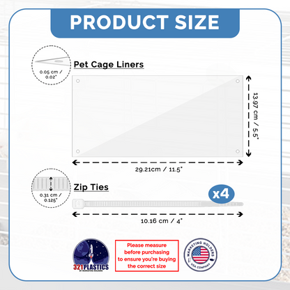 11.5"W x 5.5"H Urine Guard Pet Cage Liner Splash Guard Plastic