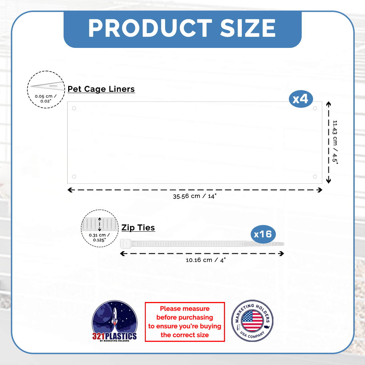 14"W x 4.5"H Pet Cage Plastic Protective Siding Habitat Sheets