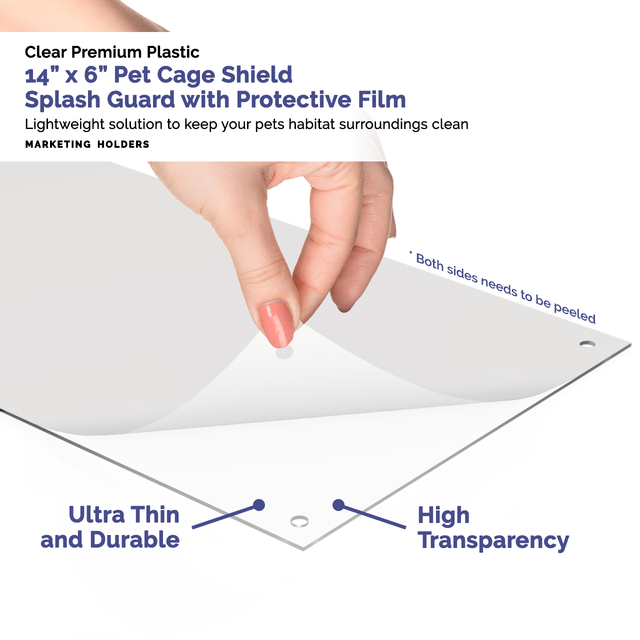 14"W x 6"H Urine Guard Pet Cage Siding Liner Splash Guard Clear
