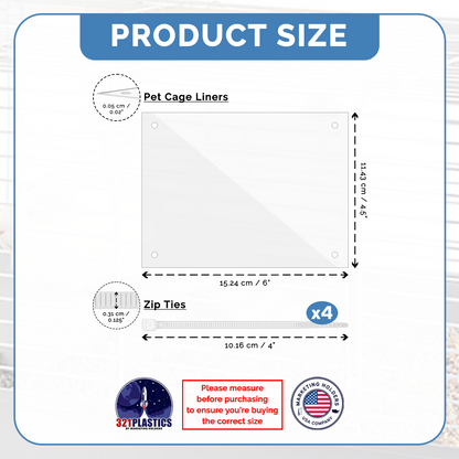6"W x 4.5"H Urine Guard Pet Cage Liner Splash Guard Plastic Sides