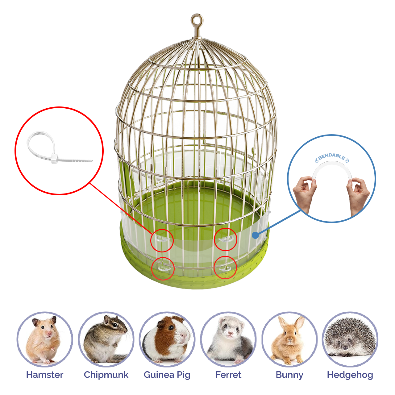 6"W x 4.5"H Urine Guard Pet Cage Liner Splash Guard Plastic Sides
