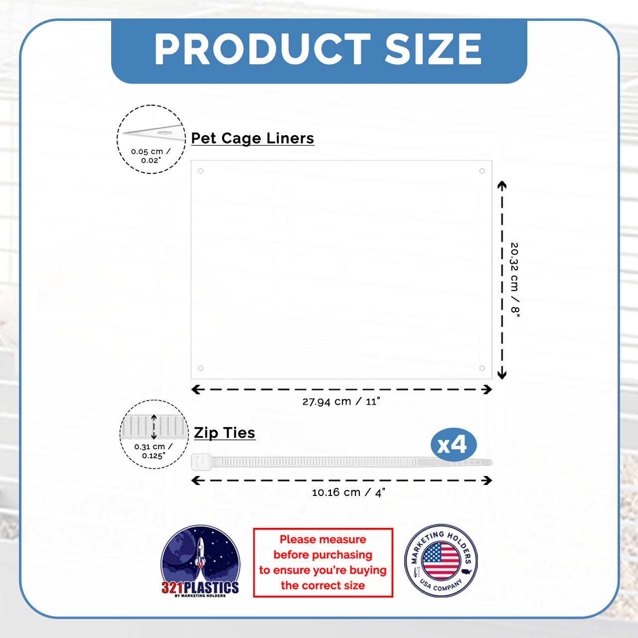 8"W x 11"H Urine Guard Pet Cage Liner Critter Splash Guard