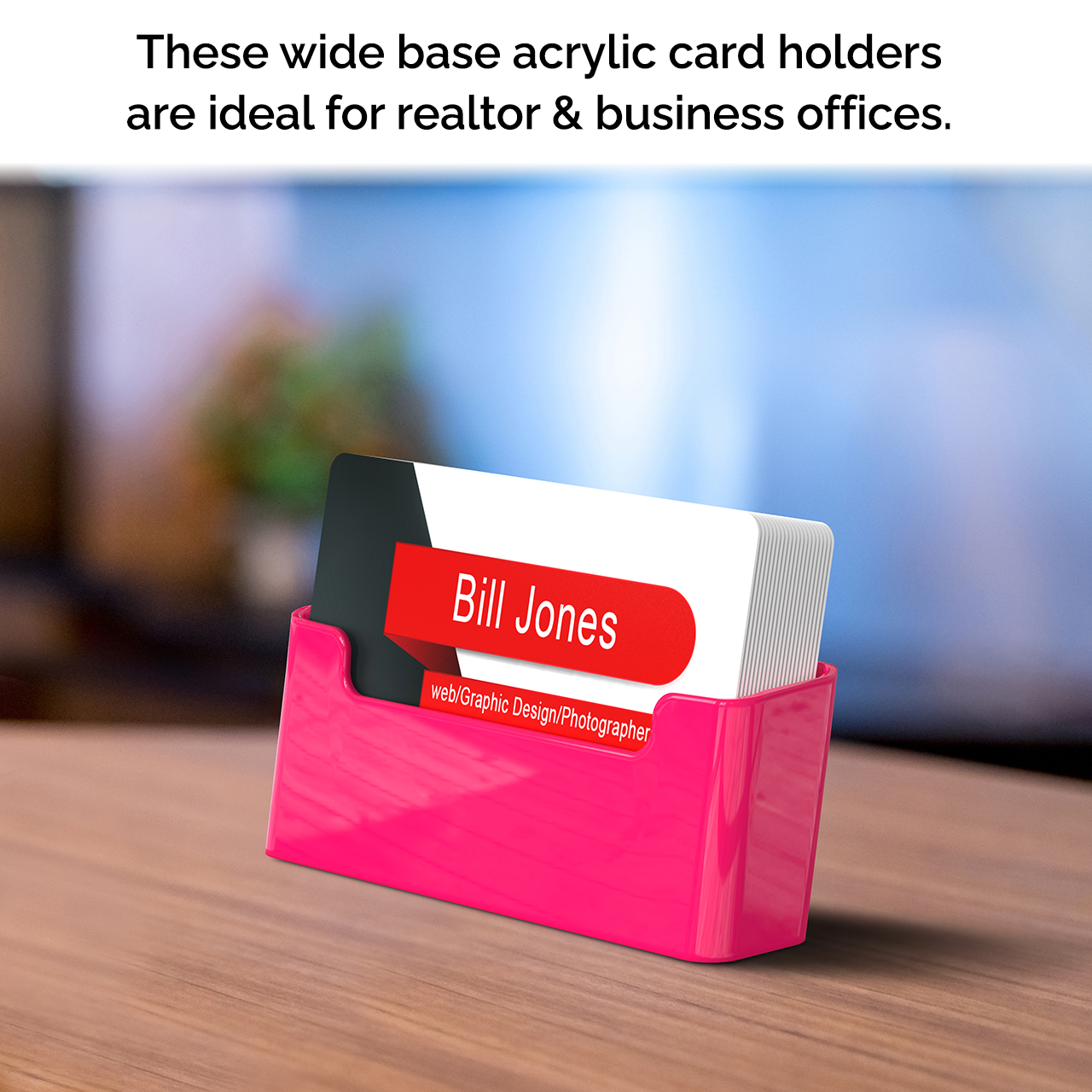 Business Card Holder Hot Pink Girlie Countertop Display Stand