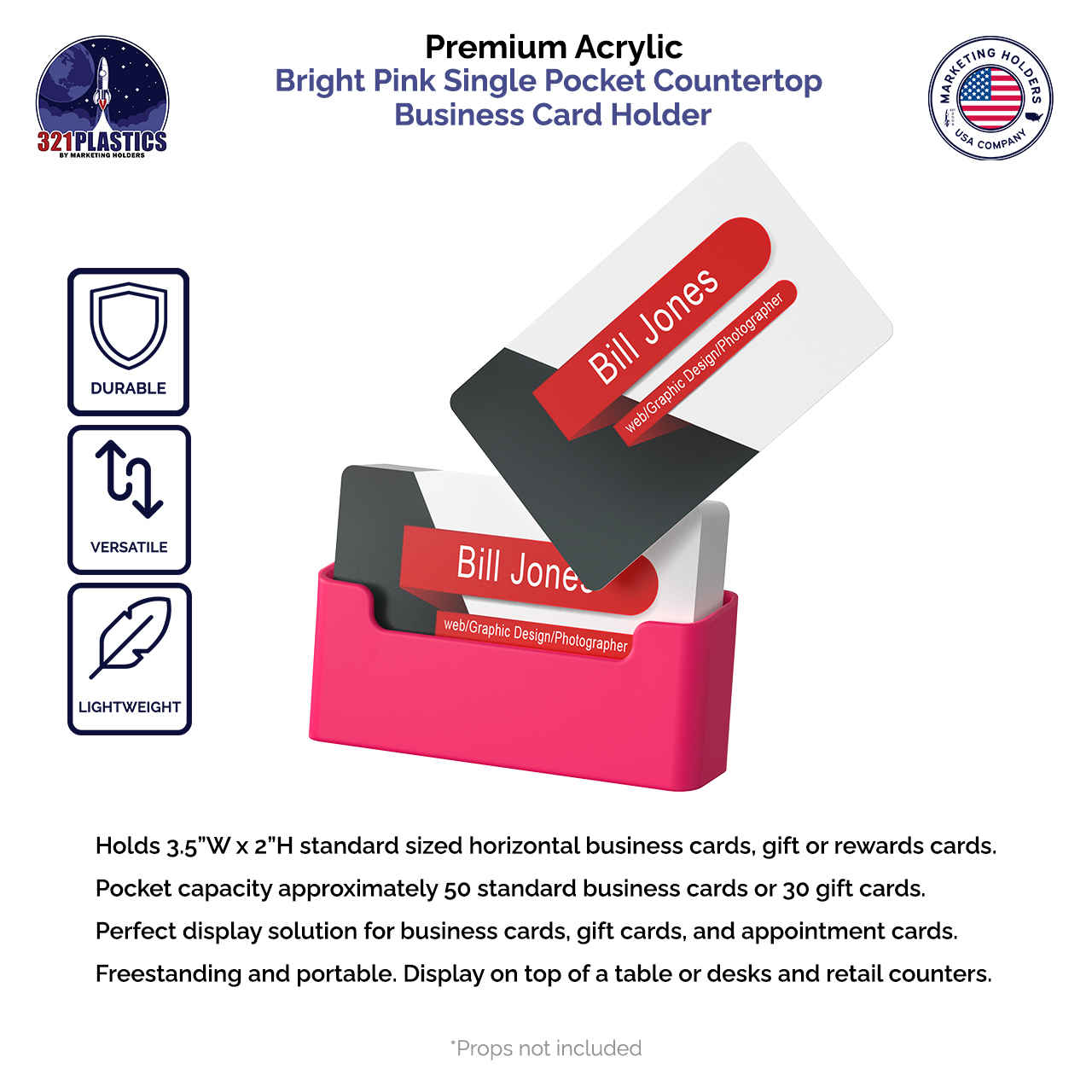 Business Card Holder Hot Pink Girlie Countertop Display Stand