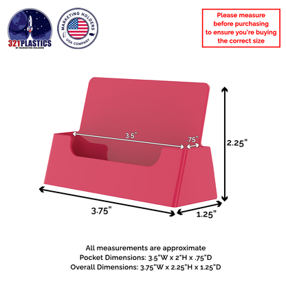 Bright Pink Business Card Holder Single Pocket Countertop Stand