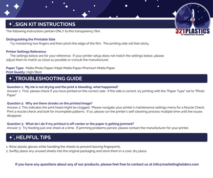 8.5" x 11" Wall Sign Holder Floating Graphic Image Display