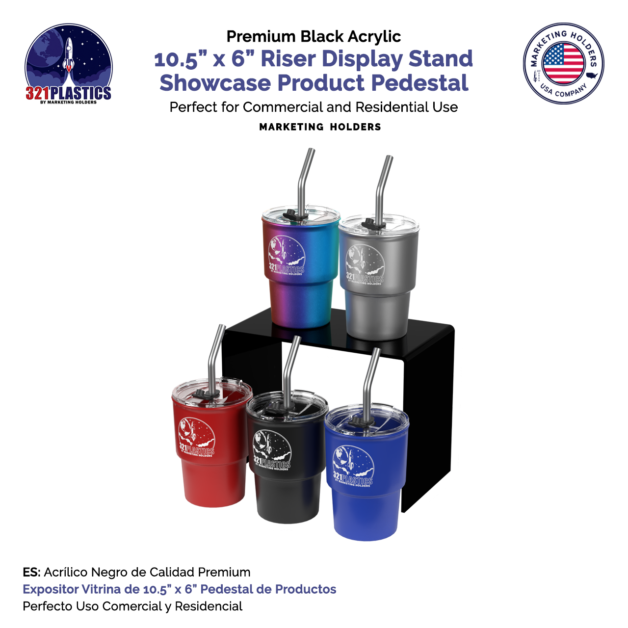 10.5" x 6" Riser Display Acrylic Retail Showcase Stand