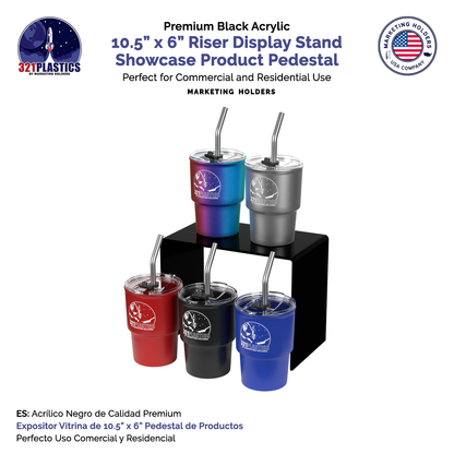 10.5" x 6" Riser Display Stand Acrylic Retail Black .118 Thick