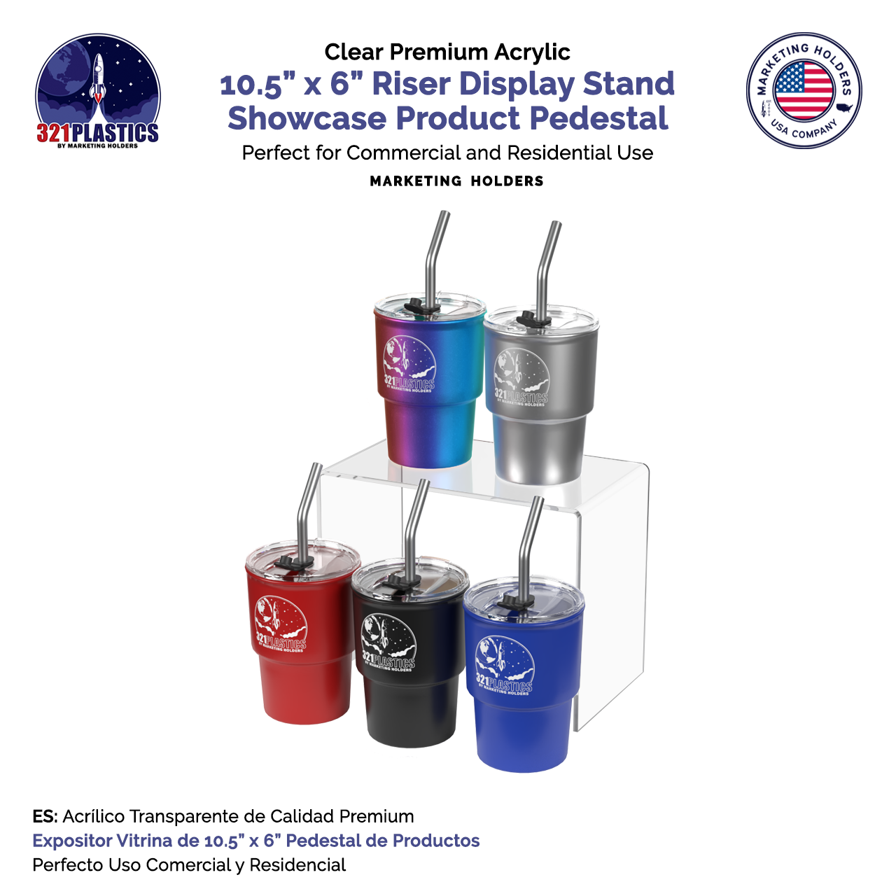 10.5" x 6" Riser Display Acrylic Retail Showcase Stand