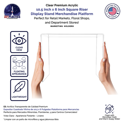 10.5" x 6" Riser Display Acrylic Retail Showcase Stand