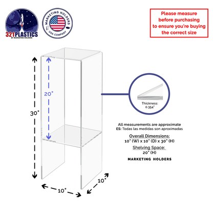 Riser Side End Accent Table 30"H Display Stand with Shelf