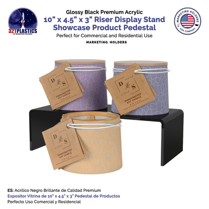 10" x 4.5" Riser Display Showcase Stand Black Acrylic