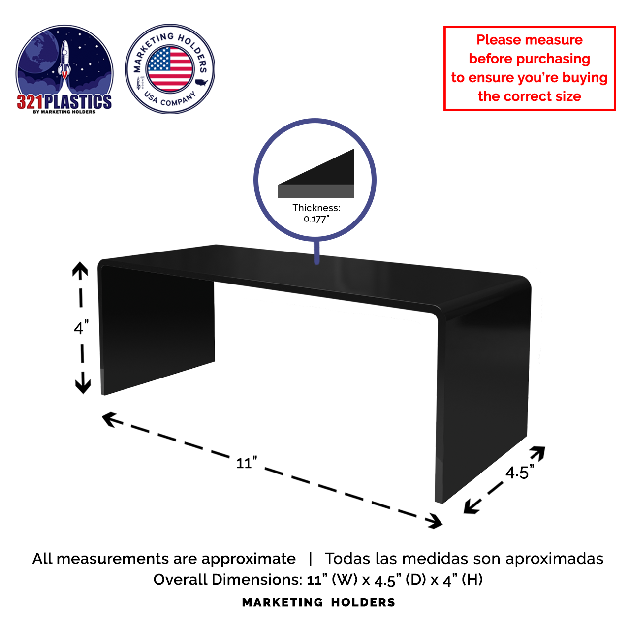 11" x 4.5" Riser Display Showcase Stand Acrylic Platform