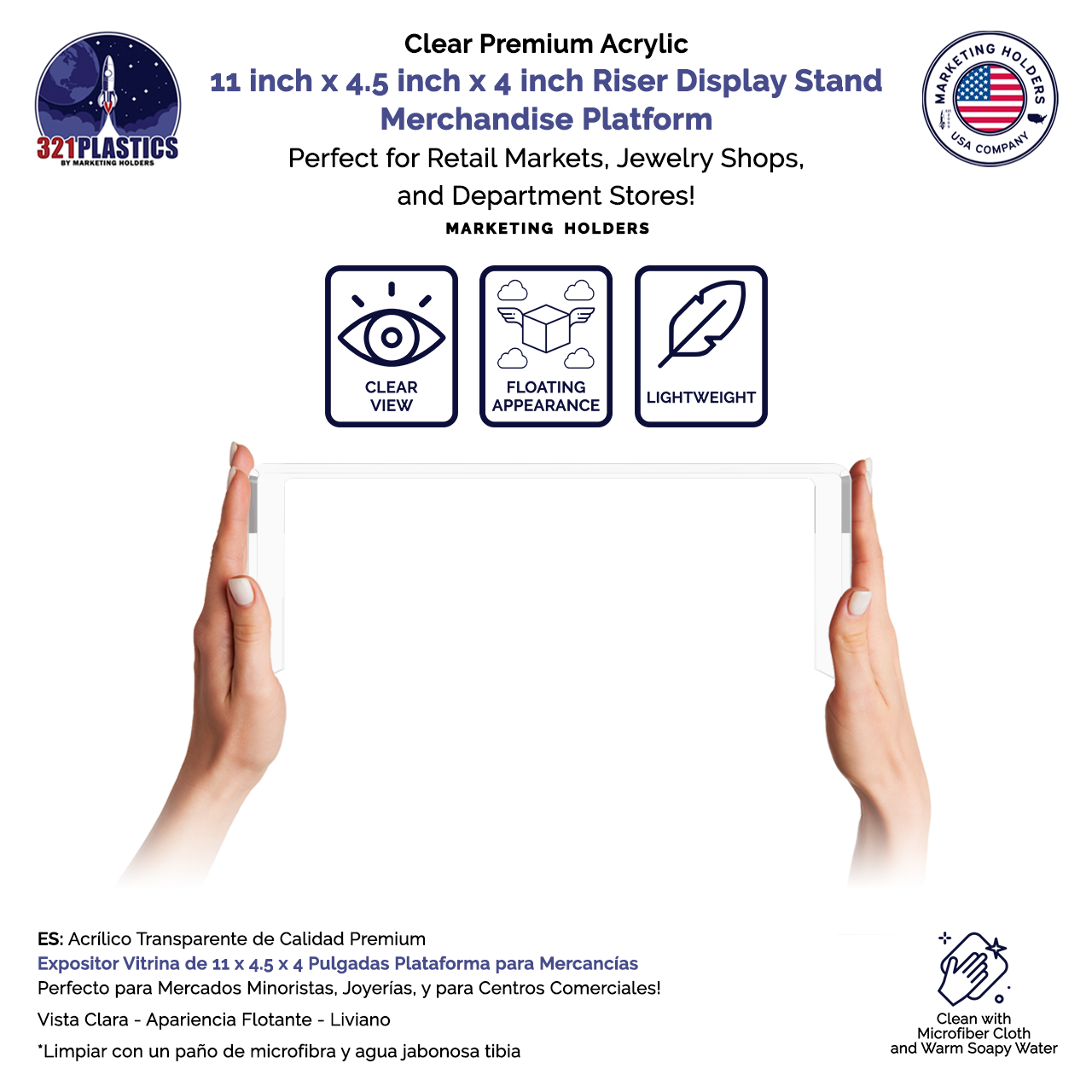 11" x 4.5" Riser Display Showcase Stand Acrylic Platform