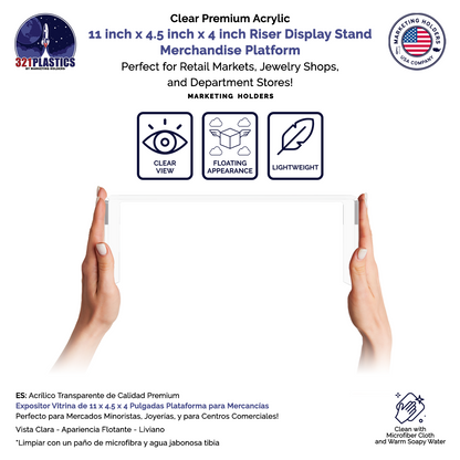 11" x 4.5" Riser Display Showcase Stand Acrylic Platform