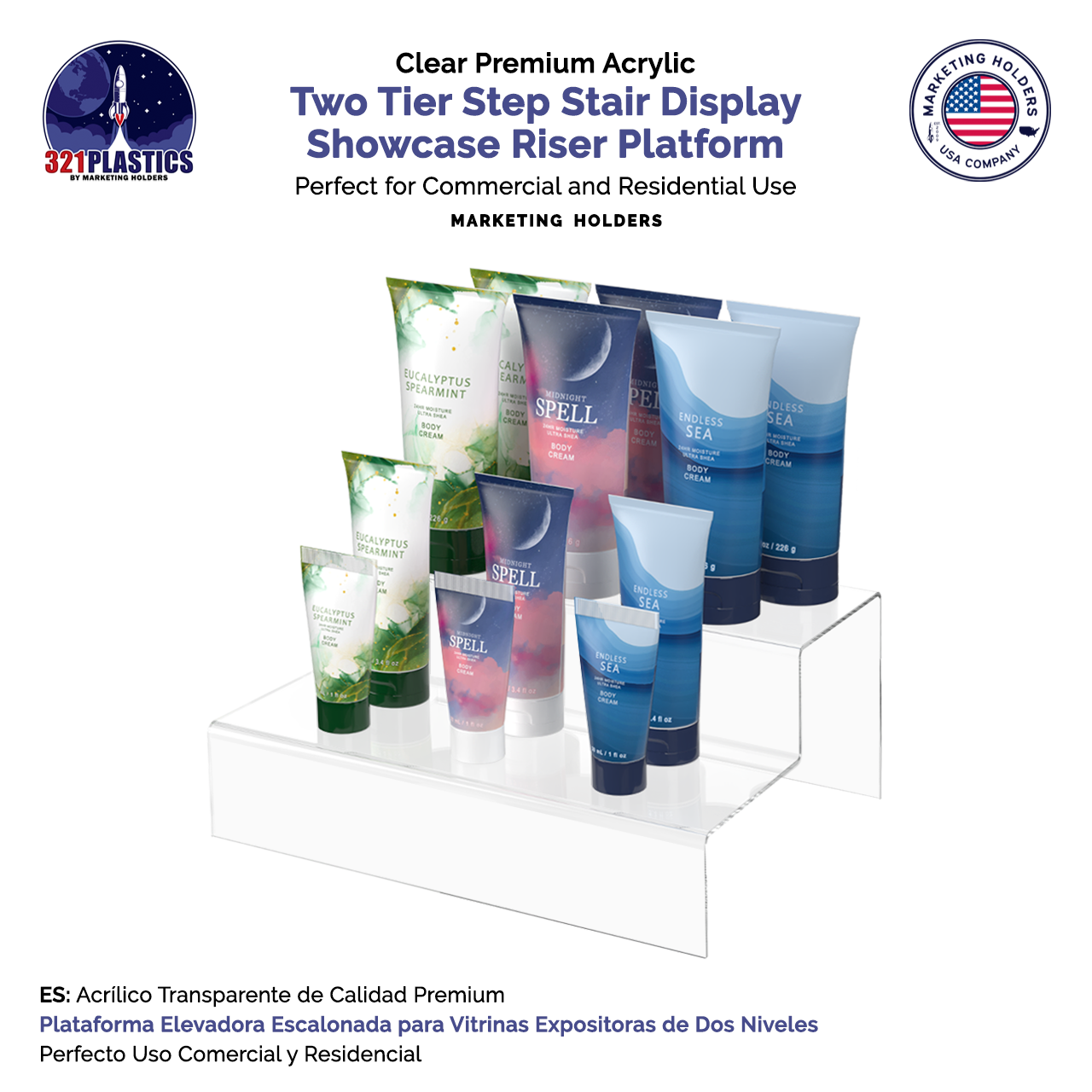 Merchandise Showcase Display 2 Tier Stair Platform Riser Stand