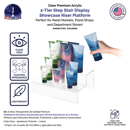 Merchandise Showcase Display 2 Tier Stair Platform Riser Stand