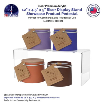 12" x 4.5" Riser Display Stand Acrylic Merchandise Showcase