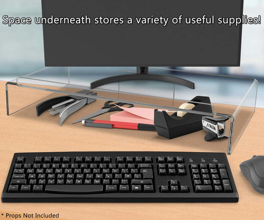 Clear Acrylic Monitor Riser Display Stand with Back Stop