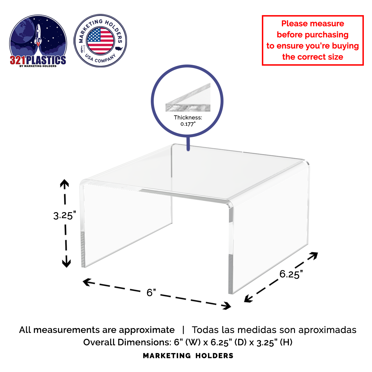 6" x 6.25" Riser Display Stand Retail Merchandise Platform
