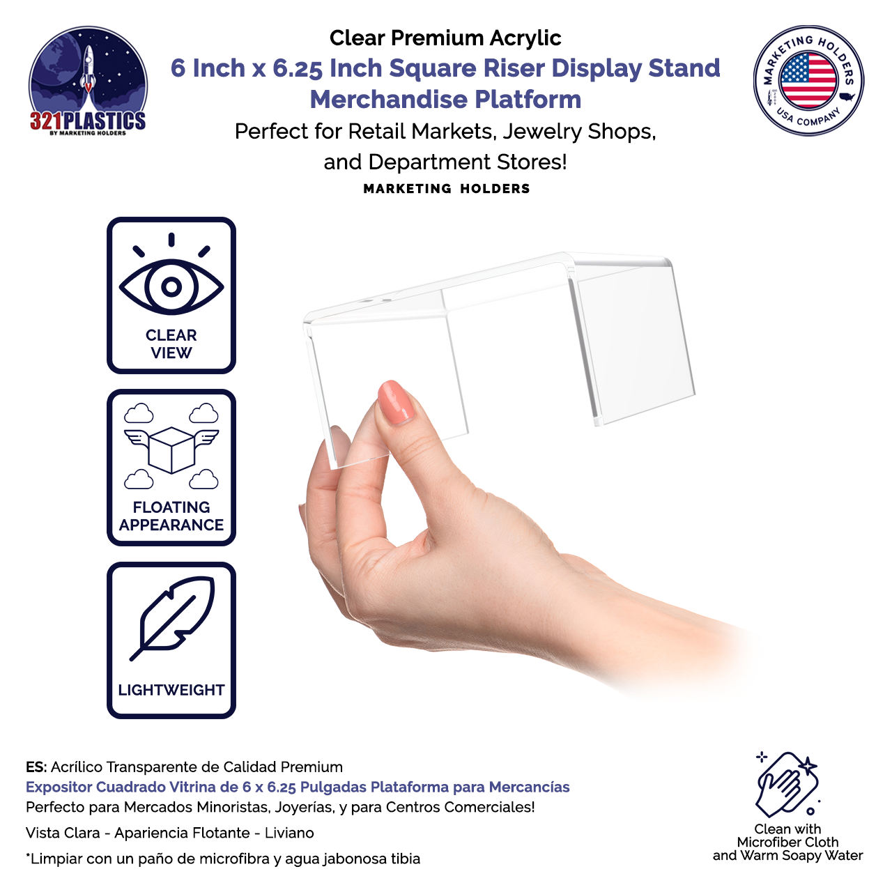 6" x 6.25" Riser Display Stand Retail Merchandise Platform