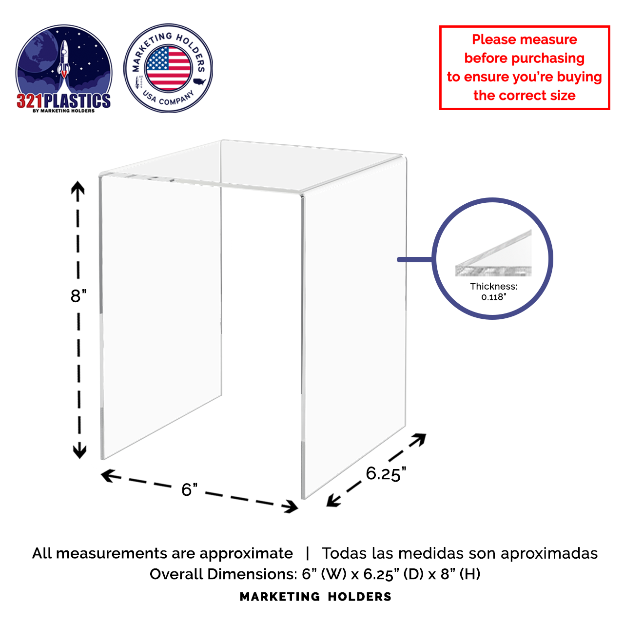6" x 6.25" Riser Display Stand Product Showcase Acrylic Table