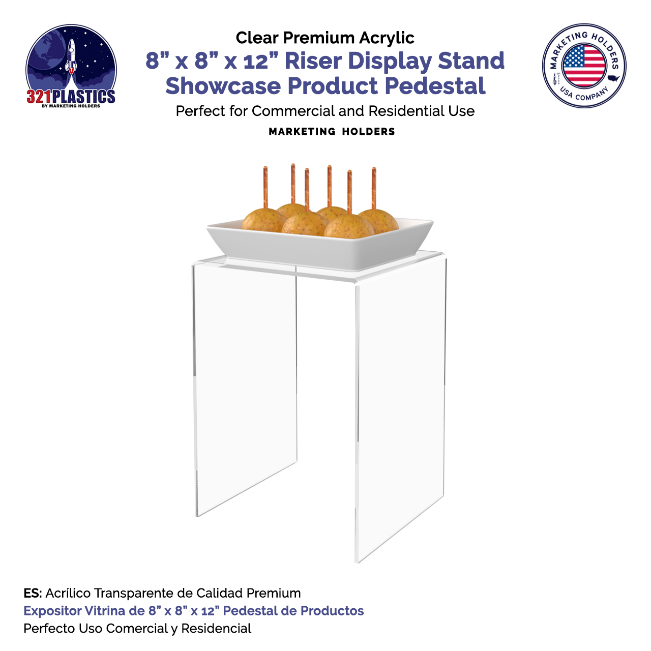 8" x 8" x 12" Riser Display Platform Acrylic Retail Product Stand