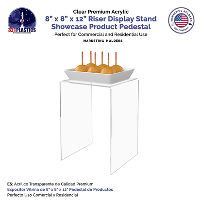 8" x 8" x 12" Riser Display Platform Acrylic Retail Product Stand