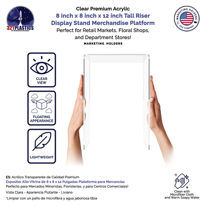8" x 8" x 12" Riser Display Platform Acrylic Retail Product Stand