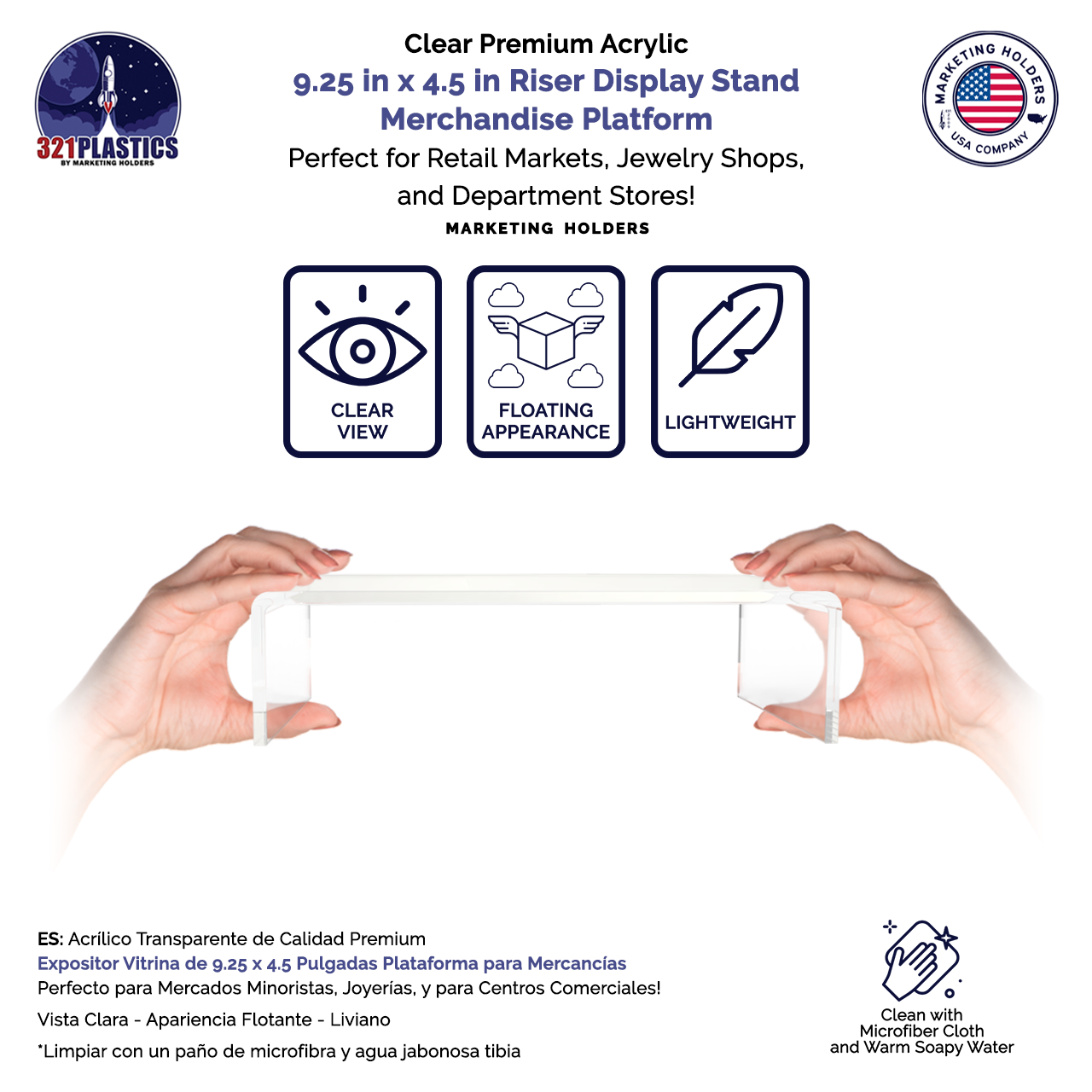 9.25" x 4.5" Riser Display Merchandise Stand Acrylic Retail