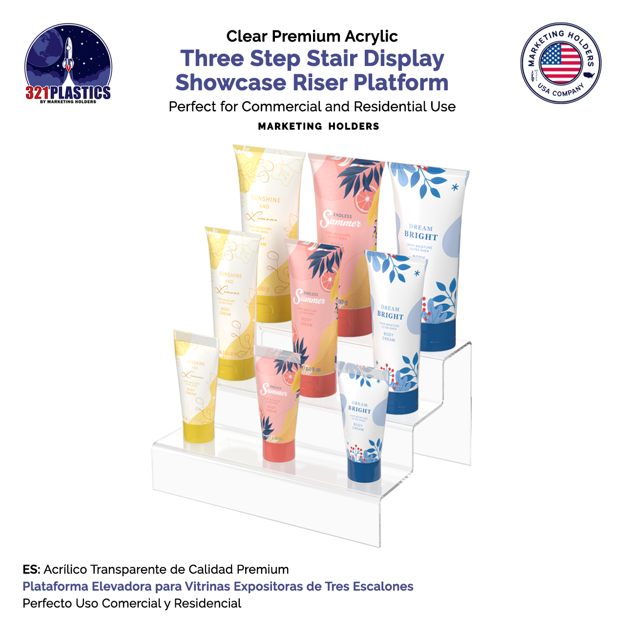 Three Step Stair Display Retail Showcase Riser Platform