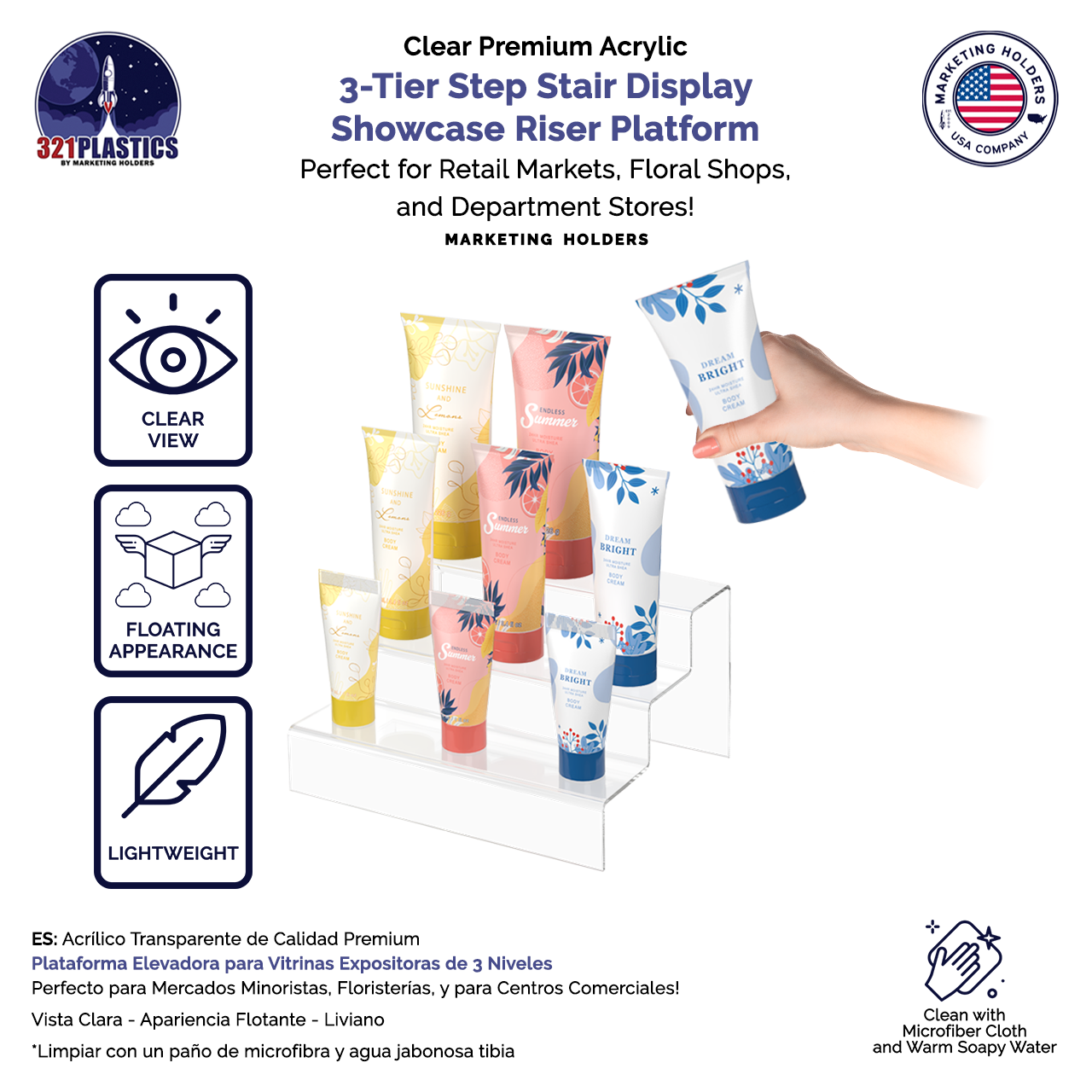 Three Step Stair Display Retail Showcase Riser Platform