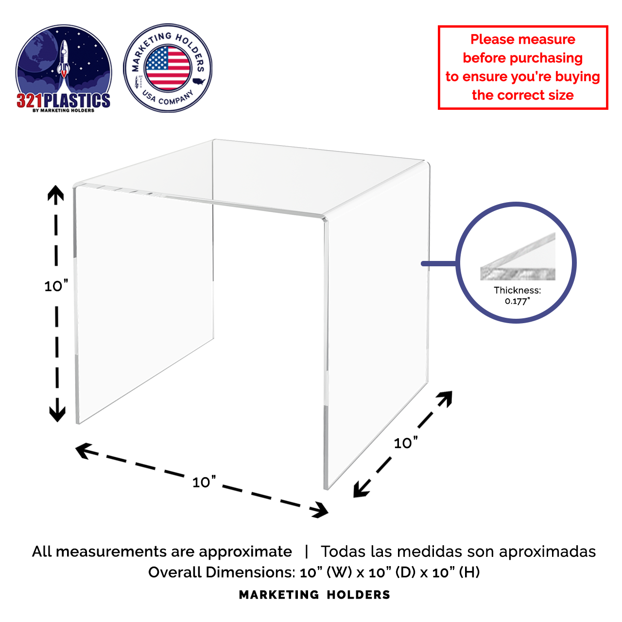 10" x 10" Riser Display Stand Product Showcase Acrylic Pedestal