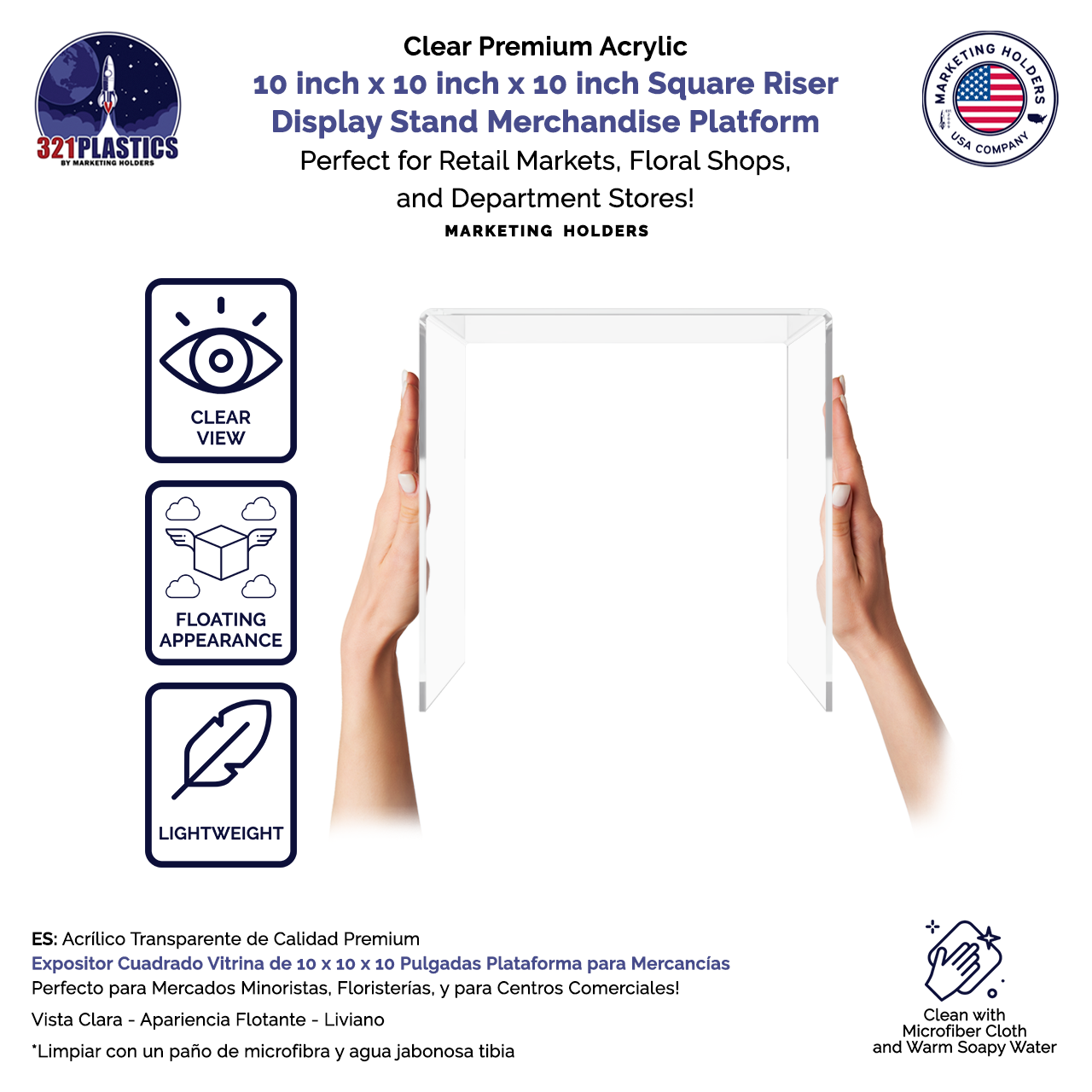 10" x 10" Riser Display Stand Product Showcase Acrylic Pedestal