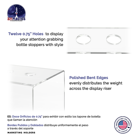 Wine Bottle Stopper Topper Display Two Tier 12 Slot Space Saver