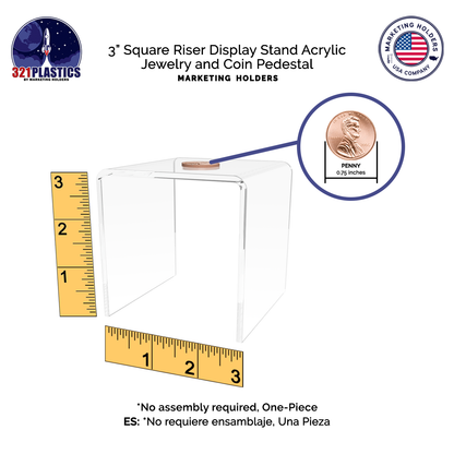 3" Square Riser Display Showcase Stand Acrylic Coin Platform